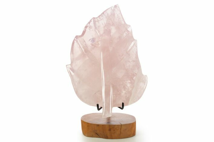 Beautiful, Polished Rose Quartz Leaf with Stand - Madagascar #335215